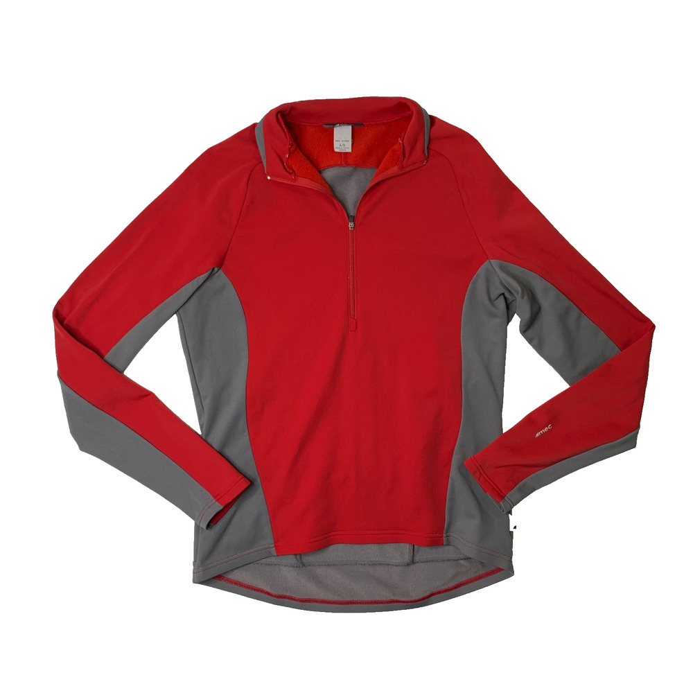 Vintage Mountain Equipment Sweatshirt Mens L Large Rich Red Gray Fleece 1/4 Zip